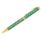 Ein Stift mit einer grünen, floralen Malerei und goldenen Akzenten.