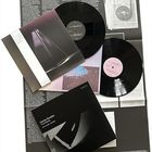 Texte: "Carlos Guedes", "Time Pieces", "Carlos Guedes", "João Dias". Zwei Vinylplatten und drei Plattencover auf grauem Design.