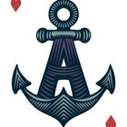 „A“ und Herzsymbol oben links und unten rechts. Zentral große Anker-Illustration.