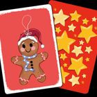 Eine Illustration zeigt ein Lebkuchenmännchen mit einem Weihnachtsmützchen, daneben gelbe Sterne auf rotem Hintergrund.