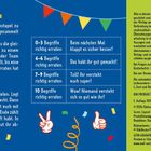 "Spielanleitung Pantomime", bunte Gestaltung mit Fahnen und Zeichnungen von Händen. Varianten und Spielziele beschrieben.