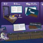 Texte: "HOW-TO—DEINE RÄTSEL-CHALLENGE", "INHALT UND VORBEREITUNG", "Das entführte Pferd". Box, Anleitungen, Karten, Stifte.