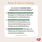 Text über Körperarbeit, innere Balance, Bewegung, Achtsamkeit, soziale Kompetenzen; Don Bosco-Logo.