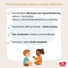 Methoden der Sprachförderung: Kamishibai, Geschichtensäckchen. Zwei Kinder sitzen sich gegenüber und unterhalten sich.