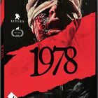 „1978“, „Vorab-Cover“, „FSK 18 beantragt“. Illustration: Augen verbunden, blutiges Gesicht, starker Rot-Schwarz-Kontrast.