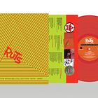"Ruts", "Shine On Me: The Singles Collection 1979/1980", rotes Vinyl, geometrische Muster in Gelb und Rot.