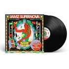 "Jamz Supernova", "Dance Around The World". Bunte Illustration einer Frau mit Kopfhörern und DJ-Pult. Schallplatten sichtbar.