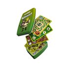 Spielkartenset mit dem Text "Top Trumps Odohnt!". Karten mit Labyrinthen und Zahlen, grün und bunt gestaltet.