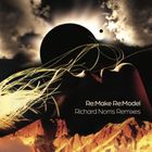 „Re:Make Re:Model Richard Norris Remixes“. Eine Sonnenfinsternis über Bergen mit goldenen Linien und Gesichtern im Vordergrund.