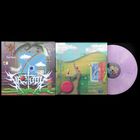 "Fire-Toolz" und "I am upset because I see something that is not there." Bunte, surreale Illustration mit lila Schallplatte.