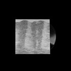 Ein schwarz-weißes, wellenförmiges Linienmuster auf einem quadratischen Cover. Eine Schallplatte ragt rechts heraus.