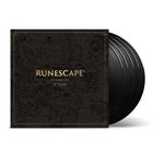 „RUNESCAPE 25 YEARS“ auf einer symmetrischen Karte im Hintergrund, daneben mehrere schwarze Schallplatten.
