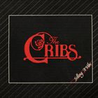 "The Cribs" und "Selling A Vibe" in roter und weißer Schrift auf schwarzem Hintergrund mit Linienmuster, Logo-Stil.