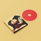 Roter Hintergrund mit "BROCKHOFF" in Weiß auf CD. Cover mit Frauengesicht, Text "EASY". Beiger Hintergrund.