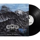 Eine Schallplatte mit Cover: "Galdersång Till Bergfadern" und mystischem Logo, zeigt eine Berglandschaft und See.