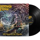 „Mammon’s Throne“, „My Body to the Worms“. Schaurige Illustration mit Totenköpfen, Kerzen und dunklem Himmel.