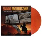 Text: "ENNIO MORRICONE, FILM MUSIC MAESTRO, Performed by Mask." Silhouette eines Reiters vor Sonnenuntergang, Filmstreifen.