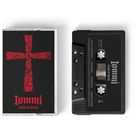 Rotes Kreuz auf schwarzem Hintergrund, Text: "Iommi From the Dark". Daneben eine schwarze Audiokassette.