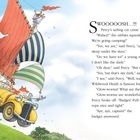 Text: Gespräch über das Campen mit Schlafen unter den Sternen. Illustration: Gelbes Auto mit Segel, Tieren und einem Mann.