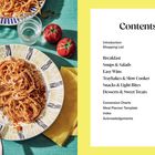 Texte: "Contents", "Introduction 6", "Shopping List 8", "Breakfast 10", "Soups & Salads 34", "Easy Wins 52", "Traybakes & Slow Cooker 94", "Snacks & Light Bites 152", "Desserts & Sweet Treats 192", "Conversion Charts 232", "Meal Planner Template 234", "Index 236", "Acknowledgements 239". 

Links Spaghetti, Tomaten, Wasser, Reibe.