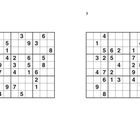Zwei nummerierte Sudoku-Raster mit leeren und ausgefüllten Zellen werden dargestellt.