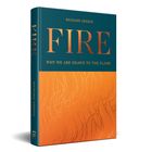 Buchtitel: "FIRE: WHY WE ARE DRAWN TO THE FLAME" von Richard Skrein. Cover: Blau oben, orange mit Flammenmuster unten.
