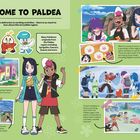 „WELCOME TO PALDEA“ in fetten Buchstaben zeigt Pokémon, Trainer und Landschaften in einer bunten Darstellung.