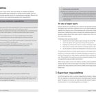"Coordinator responsibilities", "Extended essay coordinator responsibilities", "Communication and leadership", "The value of subject reports", "Supervisor responsibilities", Kapitel 2, Seiten 14-15. Text in Listen und Absätze unterteilt.