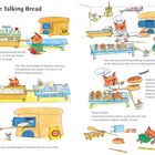 "Humperdink, der Bäcker, knetet Teig mit Charlie Mouse. Flossie schaut zu. Brot spricht: 'Mamma!' Humperdink ruft: 'Polizei!'"