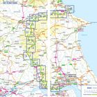 Zwei Kartenabschnitte mit nummerierten Bereichen von 0 bis 35. Maßstab 1:280.000. Links: York, rechts: Küste bei Bridlington.