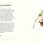 "Bilberry bumblebee" und "Bombus monticola" stehen oben. Rechts ist eine Illustration einer Hummel an roten Blüten.