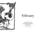 "February" und ein Zitat von Barbara Winkler. Illustration von zwei Schwedenrüben mit Blättern.