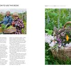 Überschrift: "HOW TO USE THIS BOOK." Zwei Personen lachen, tragen Körbe voller Gemüse. Rechts ein Korb mit bunten Blumen.