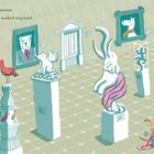 Eric arbeitete im Museum. Er liebte seine Arbeit und arbeitete sehr hart. Skurrile Statuen, Tiere und Gemälde.