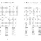 1 Spanish Municipalities, 2 Parks and Recreation Actors. Es sind zwei Kreuzworträtsel mit Darstellungen von Gitterkästen.