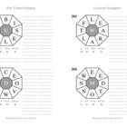 „The Times Polygon“, „9-Letter Polygons“, Nummern 201-204, Buchstaben in jeweils achteckigen Feldern mit Leerzeilen daneben.