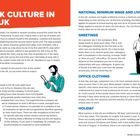 WORK CULTURE IN THE UK: Berichte über Arbeitszeiten, Mindestlohn, Begrüßungen, Arbeitskleidung und Urlaubsregelungen in Großbritannien.