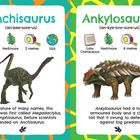 Links: "Anchisaurus", Frühjurassisch, Pflanzenfresser, 2 Meter, USA. Rechts: "Ankylosaurus", Spätkreide, Pflanzenfresser, 8 Meter, Kanada, USA.