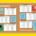 Inhaltsübersicht: Themen von "Let's cook!" bis "Space exploration!" mit Seitenzahlen. Enthält Illustrationen von Tickets.