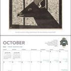 OCTOBER 2026, darunter ein Kalender. Oben eine schwarz-weiße Ziegen-Illustration mit geometrischen Linien.