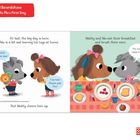 Text: "At last, the big day is here." Illustration: Zwei Tiere frühstücken zusammen an einem gedeckten Tisch.