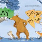 Illustration mit einem sprechenden Esel, Bär, Fuchswelpen und anderen Tieren im Wald.