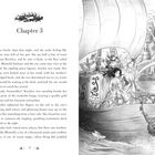 "Chapter 3." Links ist Text, rechts eine Illustration: zwei Personen auf einem Boot in einer fantasievollen Stadtumgebung.