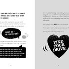 Links: Text über Inspiration und Genesung. Rechts: Herz mit "FIND YOUR DRIVE" und Text über Lebensfreude.