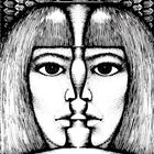Text: "Siehst du die drei Gesichter in diesem Bild?"  
Illustration: Symmetrische Gesichter, eine Kerze als Illusion.