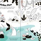 Text: "Der Grüne Fluss", "Platsch! Die Meerjungfrauen...", "Hallo!", "Zeichne noch mehr Pflanzen...", "Entdeckst du den Frosch...", "Quak, quak!", "Ergänze die Blüten...", "Zeichne noch mehr schimmernde...". Eine farbenfrohe Illustration zeigt eine Meerjungfrau, einen Frosch mit Krone und ein Einhorn am Fluss.