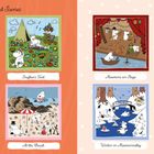 "Completed Scenes" oben, illustrierte Szenen mit Figuren in Landschaften, Häusern, auf der Bühne und beim Sammeln von Blumen.