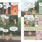 Comic mit Dialog über ein lebendiges Feuer. Figuren erklären, dass Feuer Teil eines chemischen Prozesses ist.
