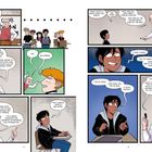 Eine Gruppe diskutiert in einem Raum über Stummfilme und Charlie Chaplins Ausdrucksstärke. Ein Vortragender erklärt.