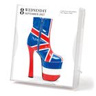 8 WEDNESDAY SEPTEMBER 2027. Lederstiefel mit Union-Jack-Design, England, 1990er. Hochhackiger Plateau-Stiefel.